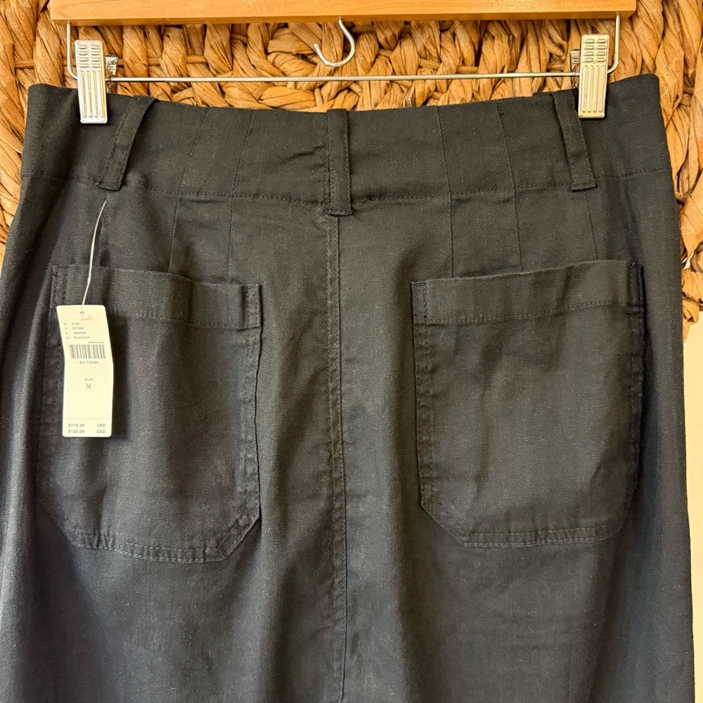 NWT Anthropologie Maeve The Colette Skirt in Black Linen Edition Size Medium - Picture 8 of 15